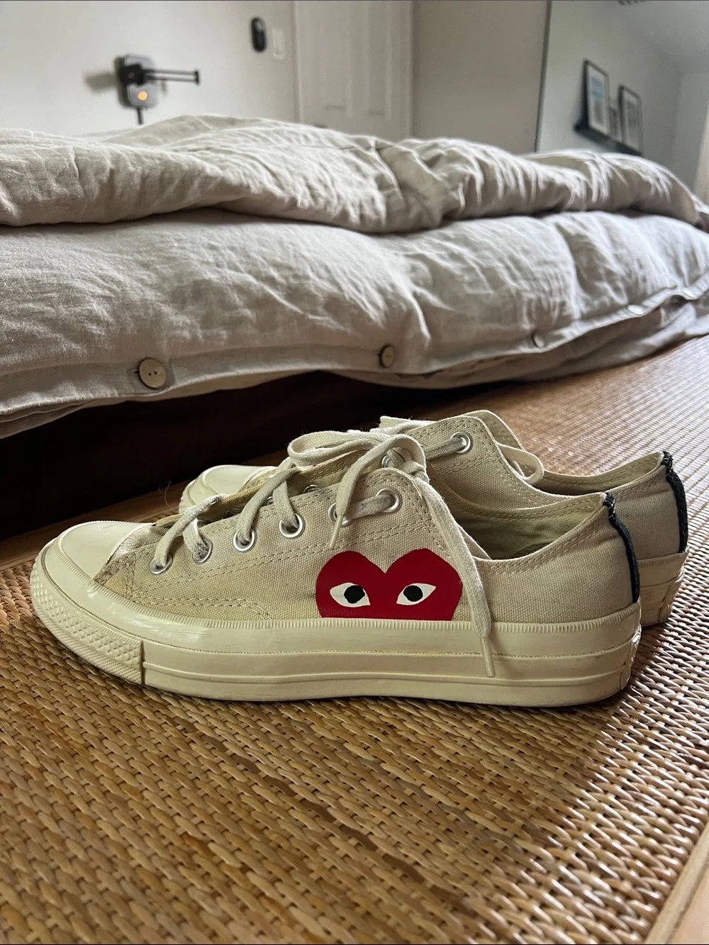 Men’s Converse x Commes des Garcons Low-Top Sneakers with Red Heart